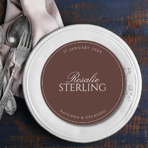 Chocolate Round Wedding Guest Place & Menu Card