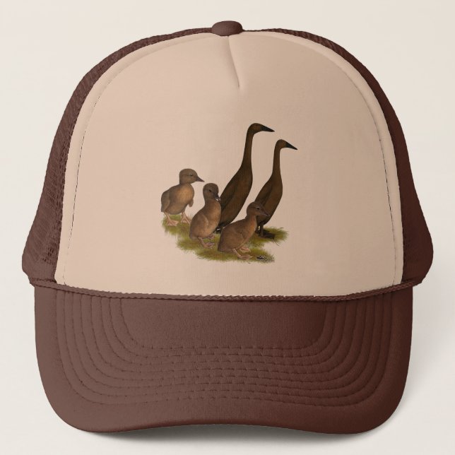 Chocolate Runner Duck Family Trucker Hat (Front)