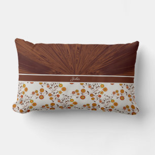 Chocolate Satin/Flowers Personalized Accent Lumbar Pillow