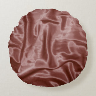 Chocolate Satin-Round Throw Pillow