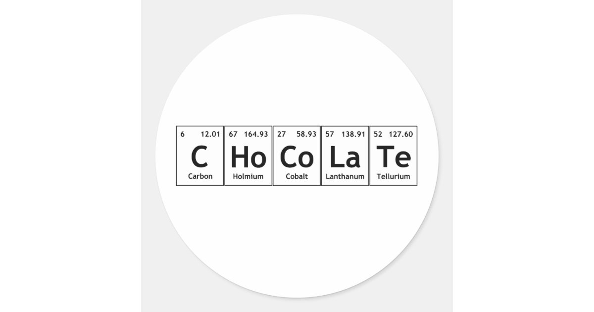 Chocolate Science Periodic Table Words Elements Classic Round Chocolate Science Periodic Table Words Elements Classic Round Sticker Zazzle