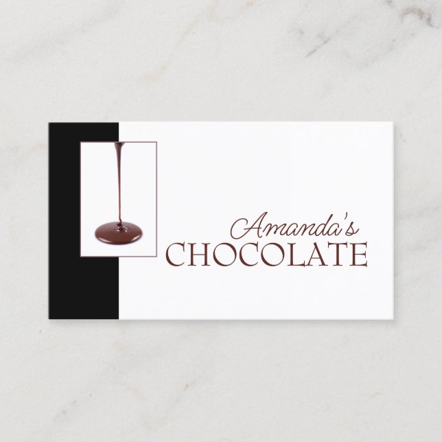 Chocolate Shop Chocolatier Black White Sweets Card (Front)
