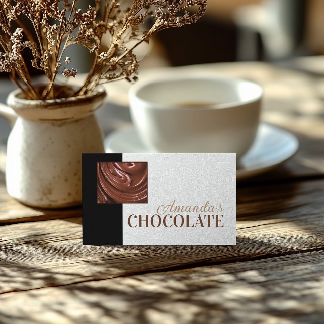 Chocolate Shop Chocolatier Black White Sweets Card (Perfect for business)