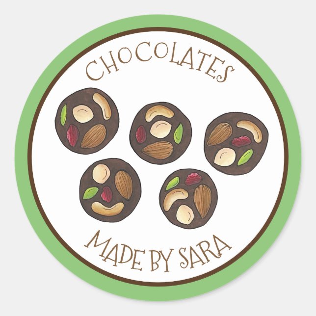 Chocolate Shop Chocolatier Pastry Chef Mendiants Classic Round Sticker (Front)