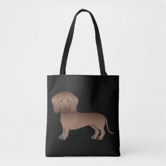 Chocolate Short Hair Dachshund Cartoon Dog - Black Tote Bag