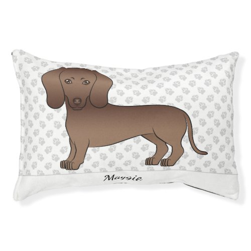 Chocolate Short Hair Dachshund Cartoon Dog  Name Pet Bed