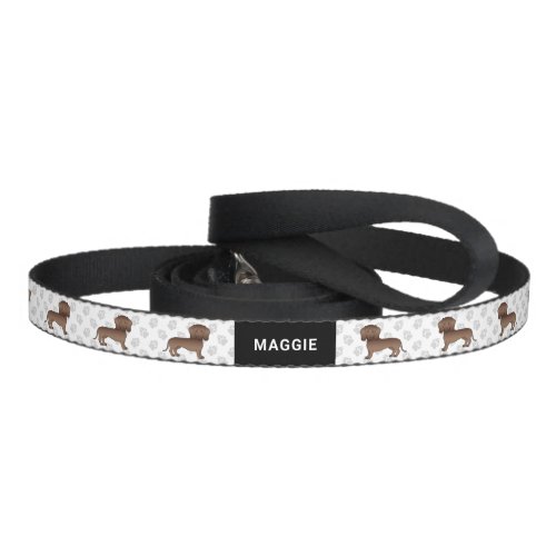 Chocolate Short Hair Dachshund Cartoon Dog  Name Pet Leash