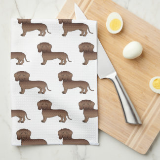 Chocolate Short Hair Dachshund Cartoon Dog Pattern Kitchen Towel