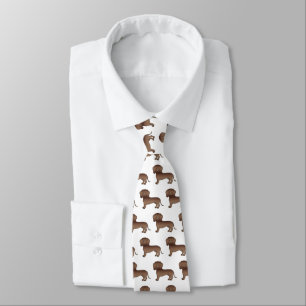 Chocolate Short Hair Dachshund Cartoon Dog Pattern Neck Tie