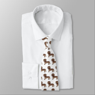 Chocolate Short Hair Dachshund Cartoon Dog Pattern Neck Tie