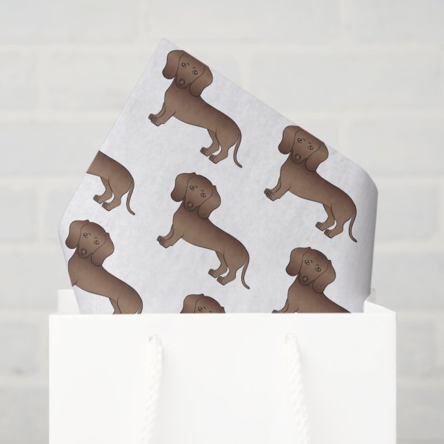 Chocolate Short Hair Dachshund Cartoon Dog Pattern Tissue Paper (Gift Bag)