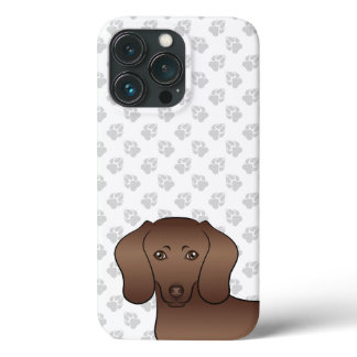 Chocolate Short Hair Dachshund Cartoon Dog &amp; Paws iPhone 13 Pro Case