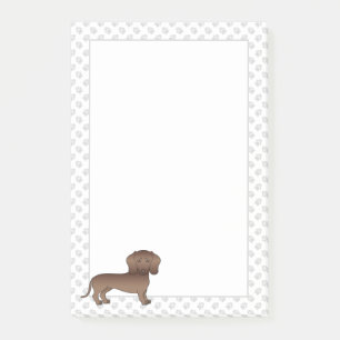 Chocolate Short Hair Dachshund Cartoon Dog & Paws Post-it Notes