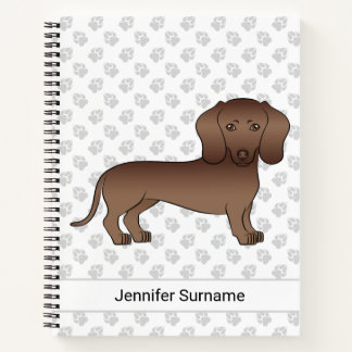 Chocolate Short Hair Dachshund Cartoon Dog &amp; Text Notebook