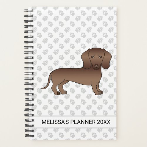 Chocolate Short Hair Dachshund Cartoon Dog  Text Planner