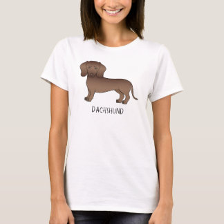 Chocolate Short Hair Dachshund Cartoon Dog &amp; Text T-Shirt