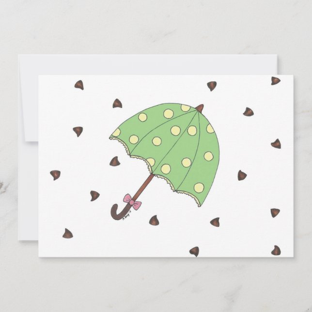 Chocolate Showers Candy Raindrops Umbrella Card (Front)