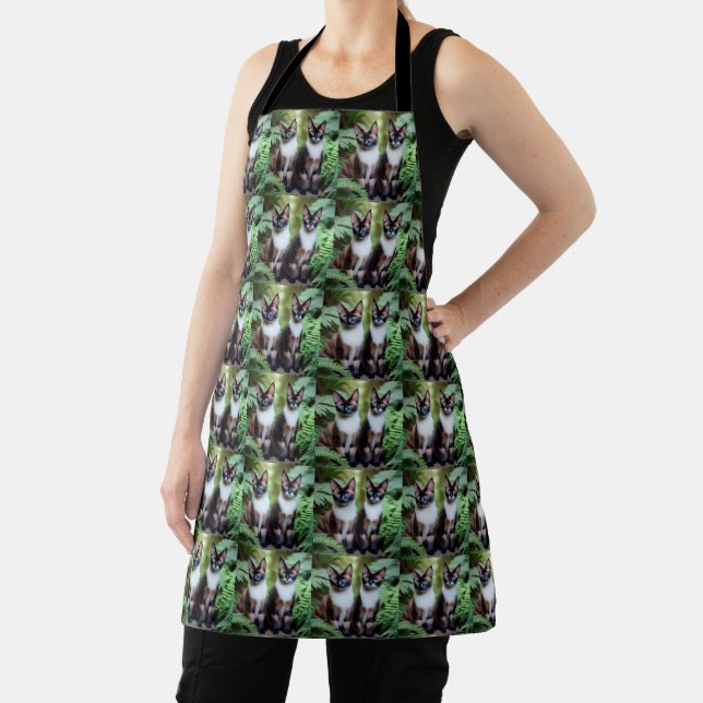Chocolate Siamese Cat Twins, Full Print Apron (Insitu)