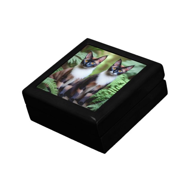 Chocolate Siamese Cat Twins, Wood Keepsake Box (Side)