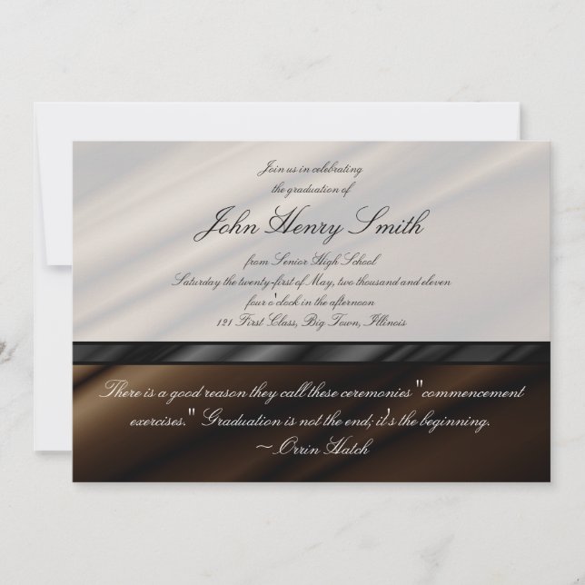 Chocolate Silk Graduation Invitation/Announcement Invitation (Front)