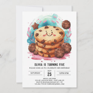Chocolate Simple Chic Cookies Birthday Invitation