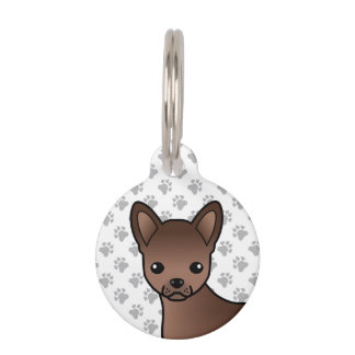 Chocolate Smooth Coat Chihuahua Cartoon Dog Head Pet ID Tag