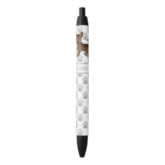 Chocolate Smooth Coat Chihuahua Cartoon Dog &amp; Name Pen