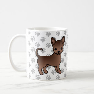 Chocolate Smooth Coat Chihuahua Cartoon Dog & Paws Coffee Mug
