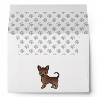 Chocolate Smooth Coat Chihuahua Cartoon Dog &amp; Paws Envelope