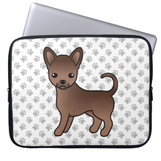 Chocolate Smooth Coat Chihuahua Cartoon Dog &amp; Paws Laptop Sleeve