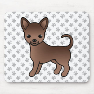Chocolate Smooth Coat Chihuahua Cartoon Dog &amp; Paws Mouse Pad