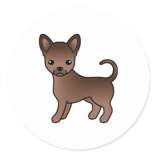 Chocolate Smooth Coat Chihuahua Cute Cartoon Dog Classic Round Sticker