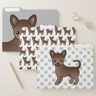 Chocolate Smooth Coat Chihuahua Cute Cartoon Dog File Folder