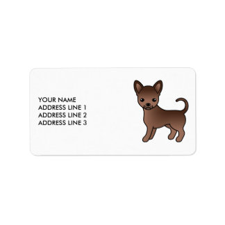 Chocolate Smooth Coat Chihuahua Cute Cartoon Dog Label