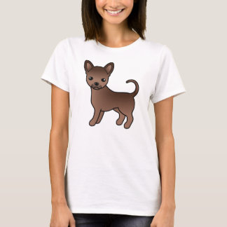 Chocolate Smooth Coat Chihuahua Cute Cartoon Dog T-Shirt