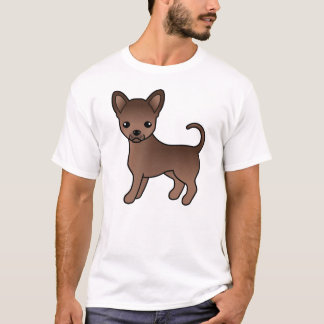 Chocolate Smooth Coat Chihuahua Cute Cartoon Dog T-Shirt