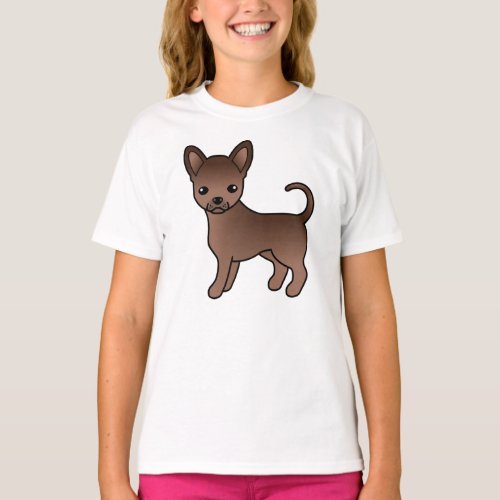 Chocolate Smooth Coat Chihuahua Cute Cartoon Dog T_Shirt