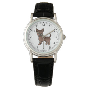 Chocolate Smooth Coat Chihuahua Cute Cartoon Dog Watch