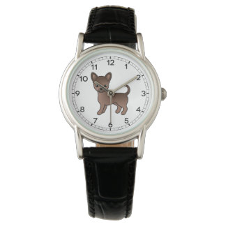 Chocolate Smooth Coat Chihuahua Cute Cartoon Dog Watch