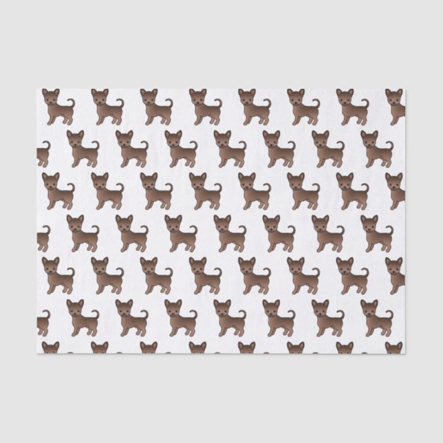 Chocolate Smooth Coat Chihuahua Cute Dog Pattern Tissue Paper (Front)