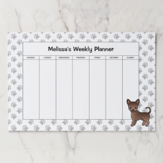 Chocolate Smooth Coat Chihuahua Dog Weekly Planner Paper Pad