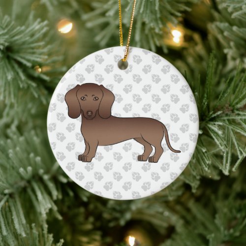 Chocolate Smooth Hair Dachshund Cute Cartoon Dog Ceramic Ornament