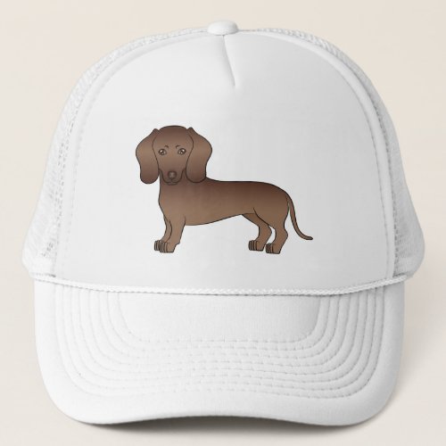 Chocolate Smooth Hair Dachshund Cute Cartoon Dog Trucker Hat