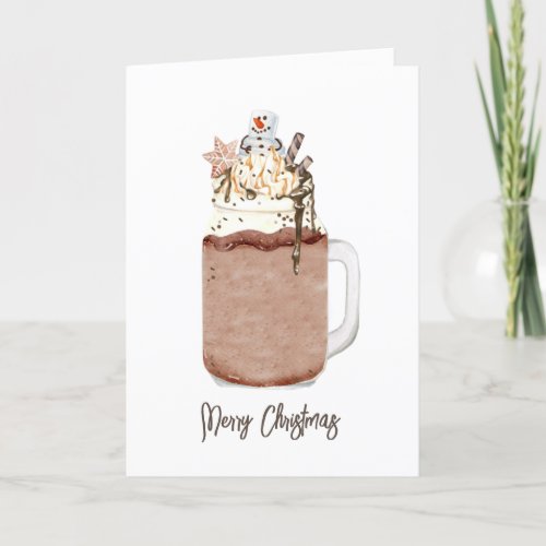 Chocolate Snowman Christmas Milkshake Holiday Card