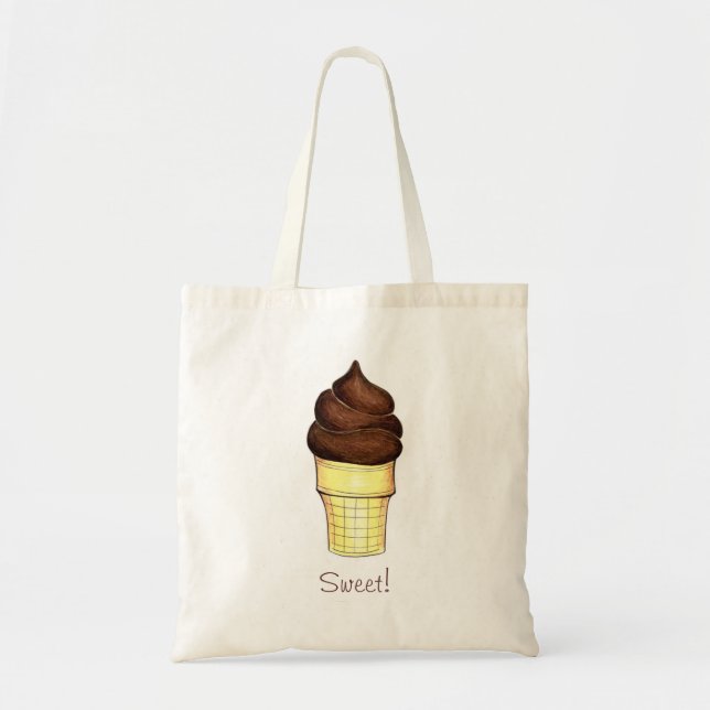 Chocolate Soft Serve Ice Cream Cone Sweet Tote Bag (Front)