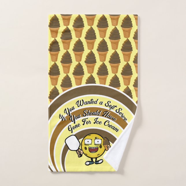Chocolate Soft Serve Pickleball Fun Brown Yellow Hand Towel (Hand Towel)