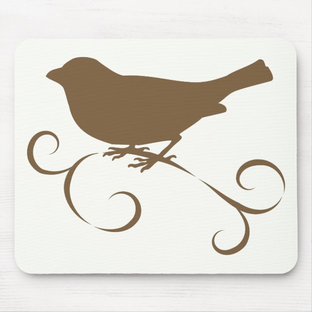 Chocolate Sparrow with Ribbon Mouse Pad (Front)