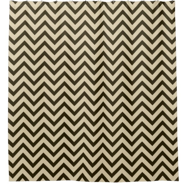 Chocolate Spice Moods Chevrons Shower Curtain (Front)