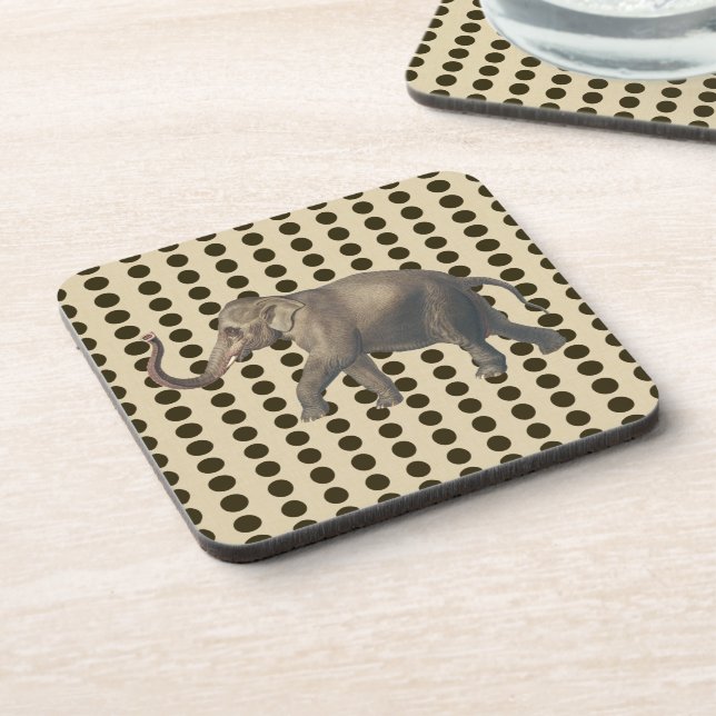 Chocolate Spice Moods Dots with Elephant Beverage Coaster (Left Side)