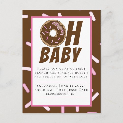 Chocolate Sprinkle Baby Shower Postcard Invitation
